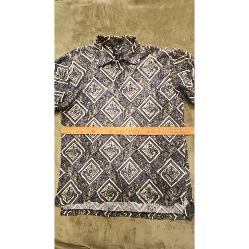 Kenneth Gordon Polo Shirt Men’s Large New Orleans Paisley Boho Vtg 90s USA Made